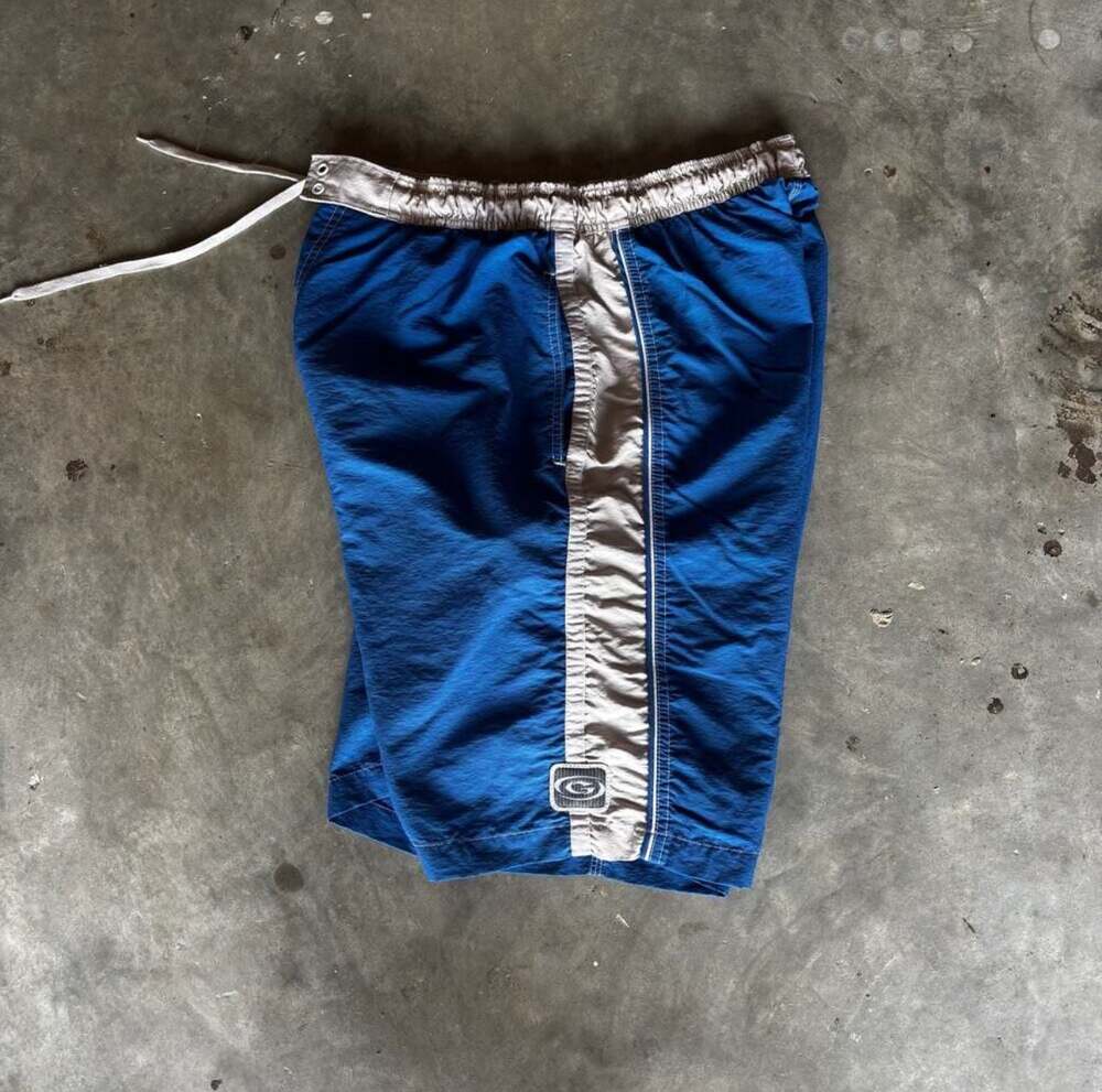 Vintage 90s Gotcha blue striped Board Shorts Size Large